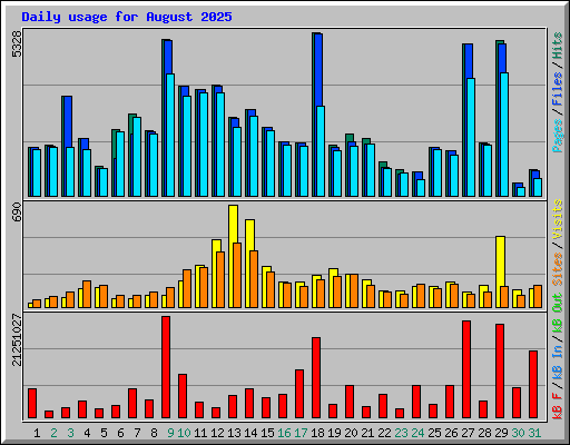 Daily usage for August 2025